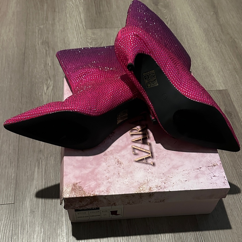 Pink Sparkle Heeled Boots - Picture 2 of 5